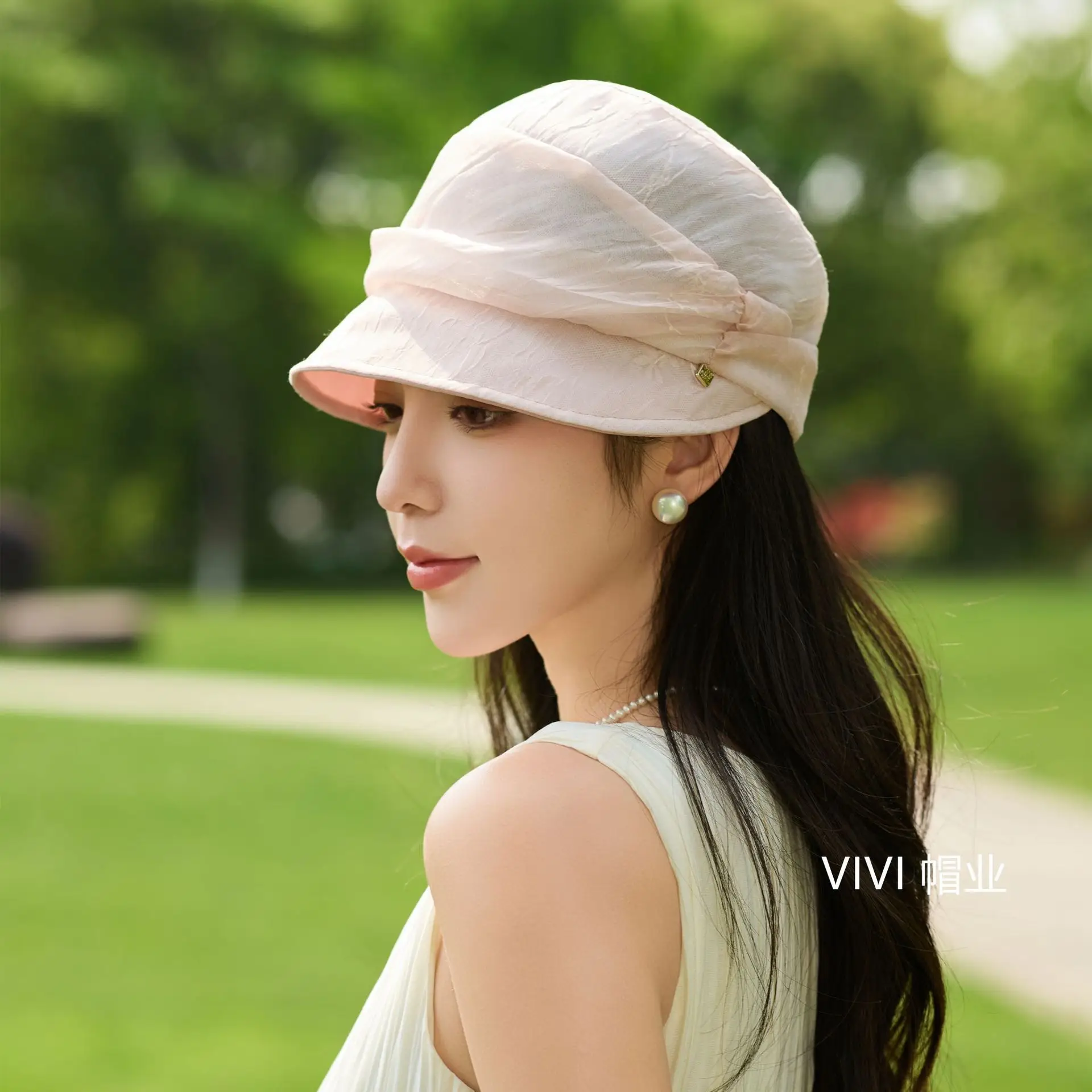 Women Pleated Beret Cap Summer Light Breathable — feature 10