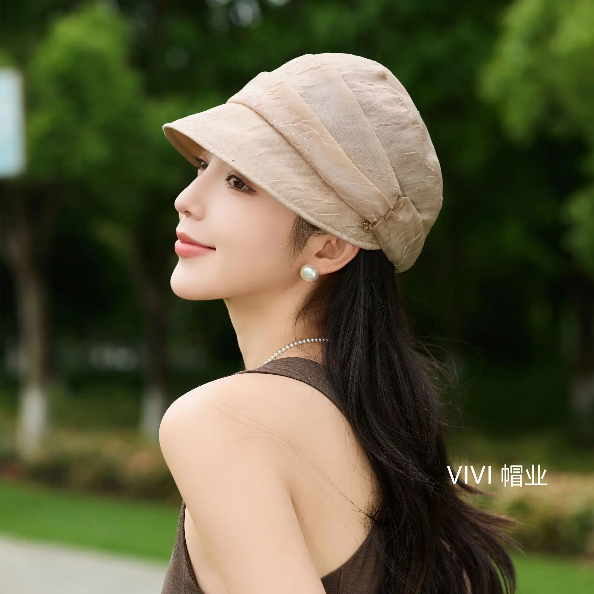 Women Pleated Beret Cap Summer Light Breathable — feature 11