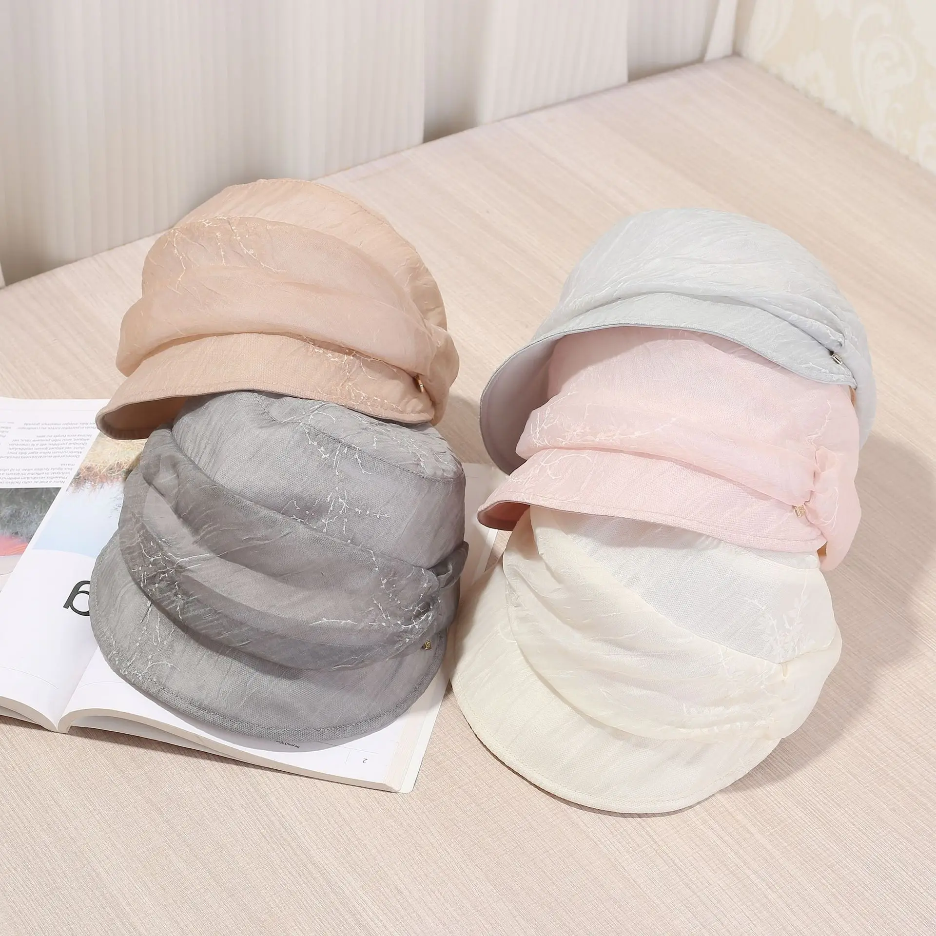 Women Pleated Beret Cap Summer Light Breathable — feature 2