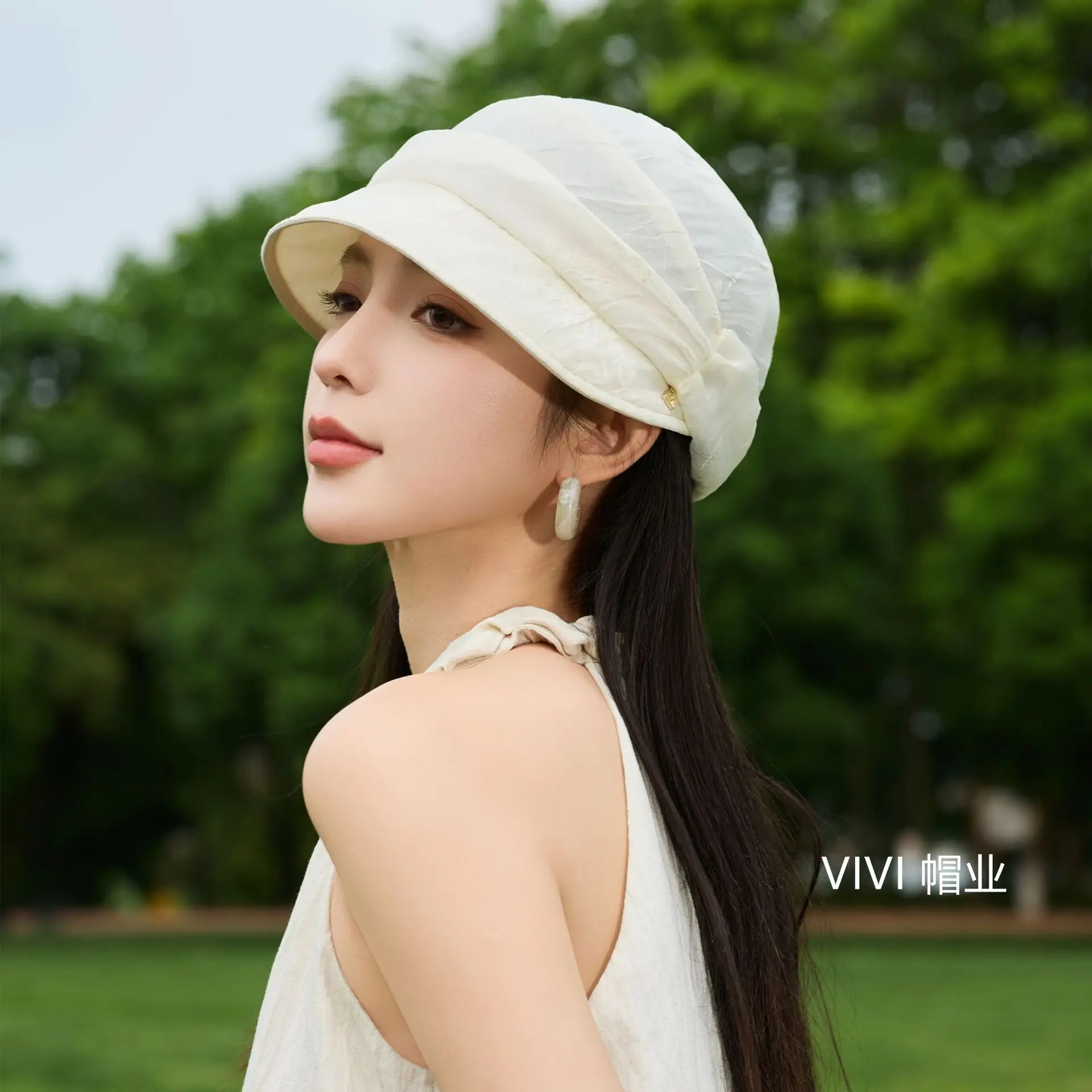 Women Pleated Beret Cap Summer Light Breathable — feature 8