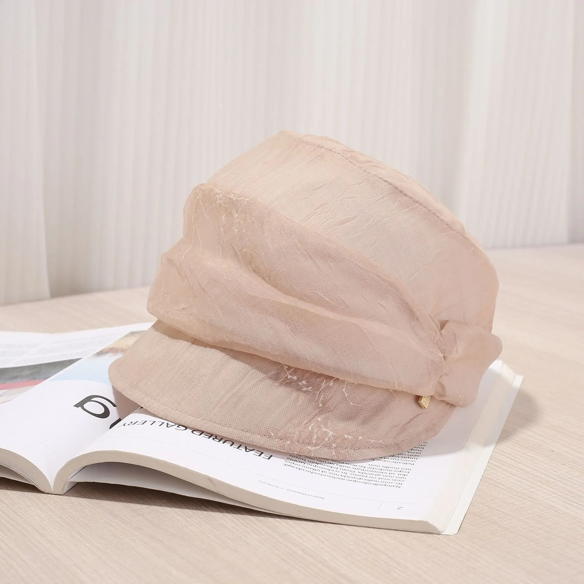 Women Pleated Beret Cap Summer Light Breathable - Image 5