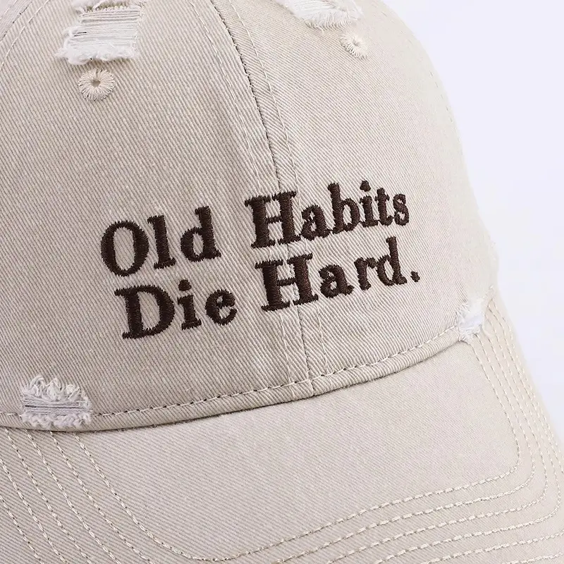 Men Baseball Cap Old Habits Die Hard Distressed Black — feature 2