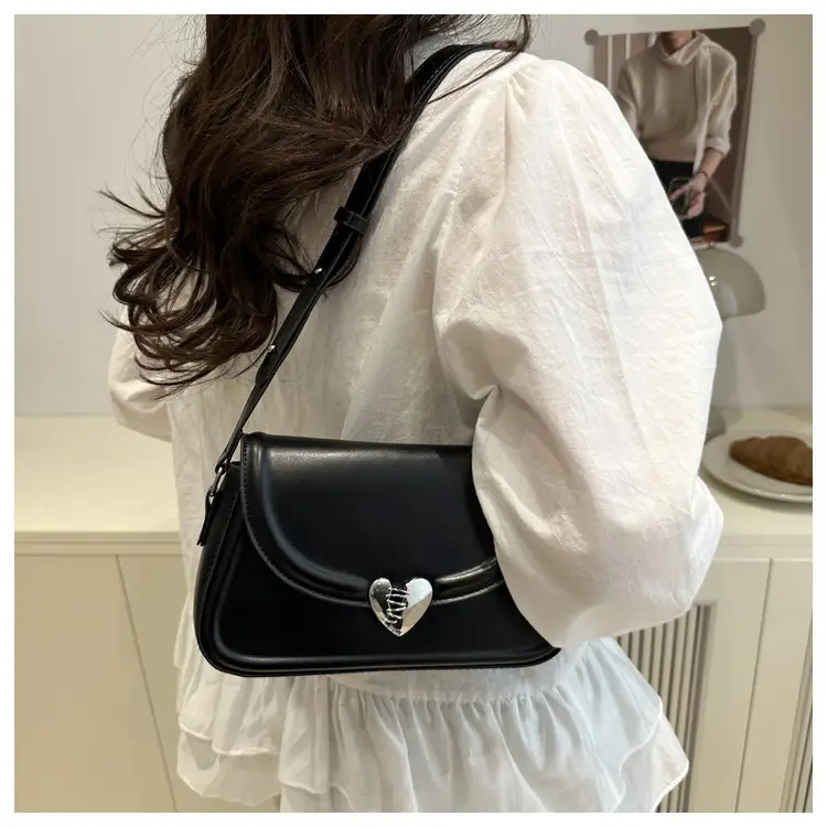 Black Heart Logo Shoulder Bag for Women — feature 18