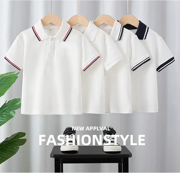 White Polo Shirt for Boys Girls School Uniform — feature 1