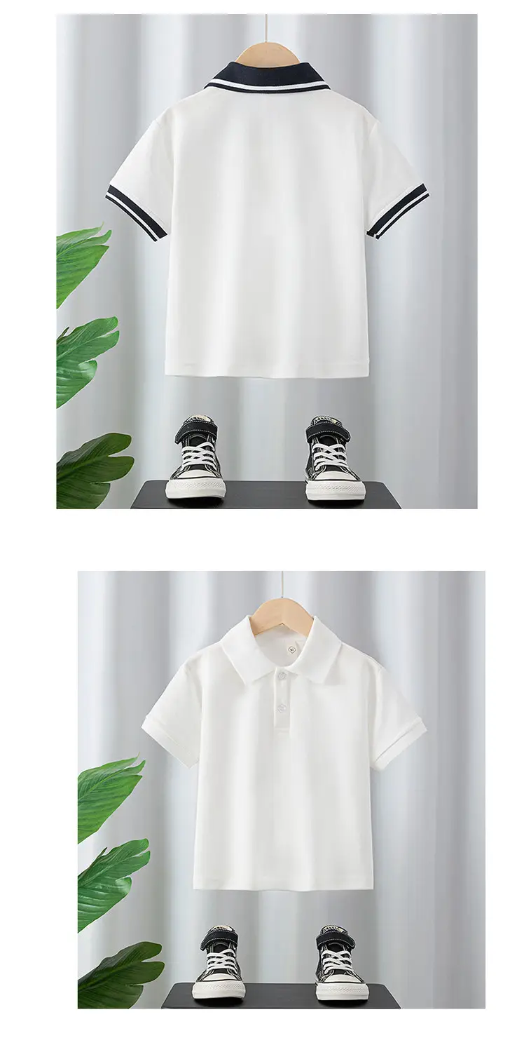 White Polo Shirt for Boys Girls School Uniform — feature 12