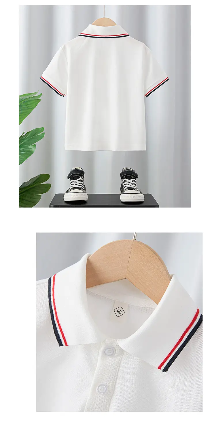 White Polo Shirt for Boys Girls School Uniform — feature 15