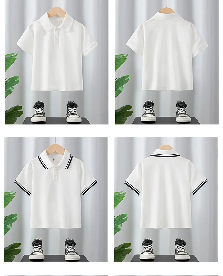 White Polo Shirt for Boys Girls School Uniform — feature 3