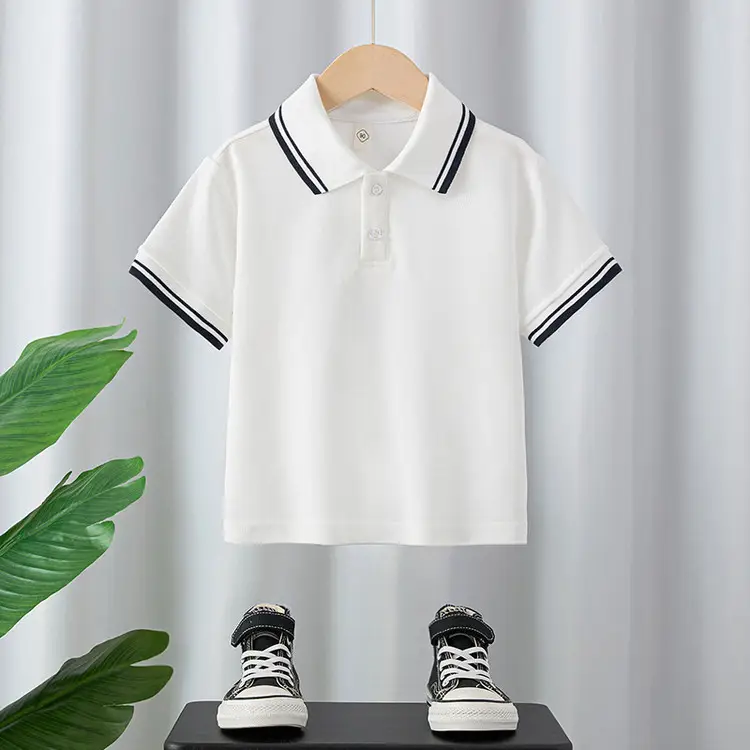 White Polo Shirt for Boys Girls School Uniform - Image 3