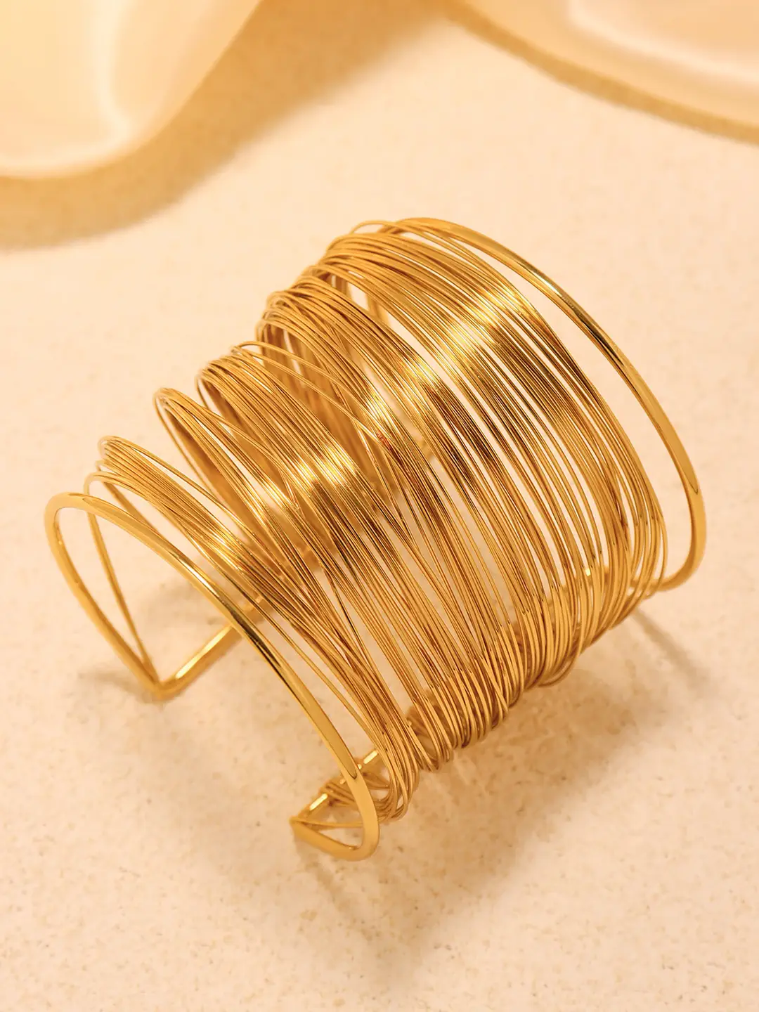 Cube European and American Exaggerated Multi-layer Open Bracelet Stainless Steel Gold Plated Ins Cool Style Arm Ring Light Luxury Color-retaining Bracelet — feature 10