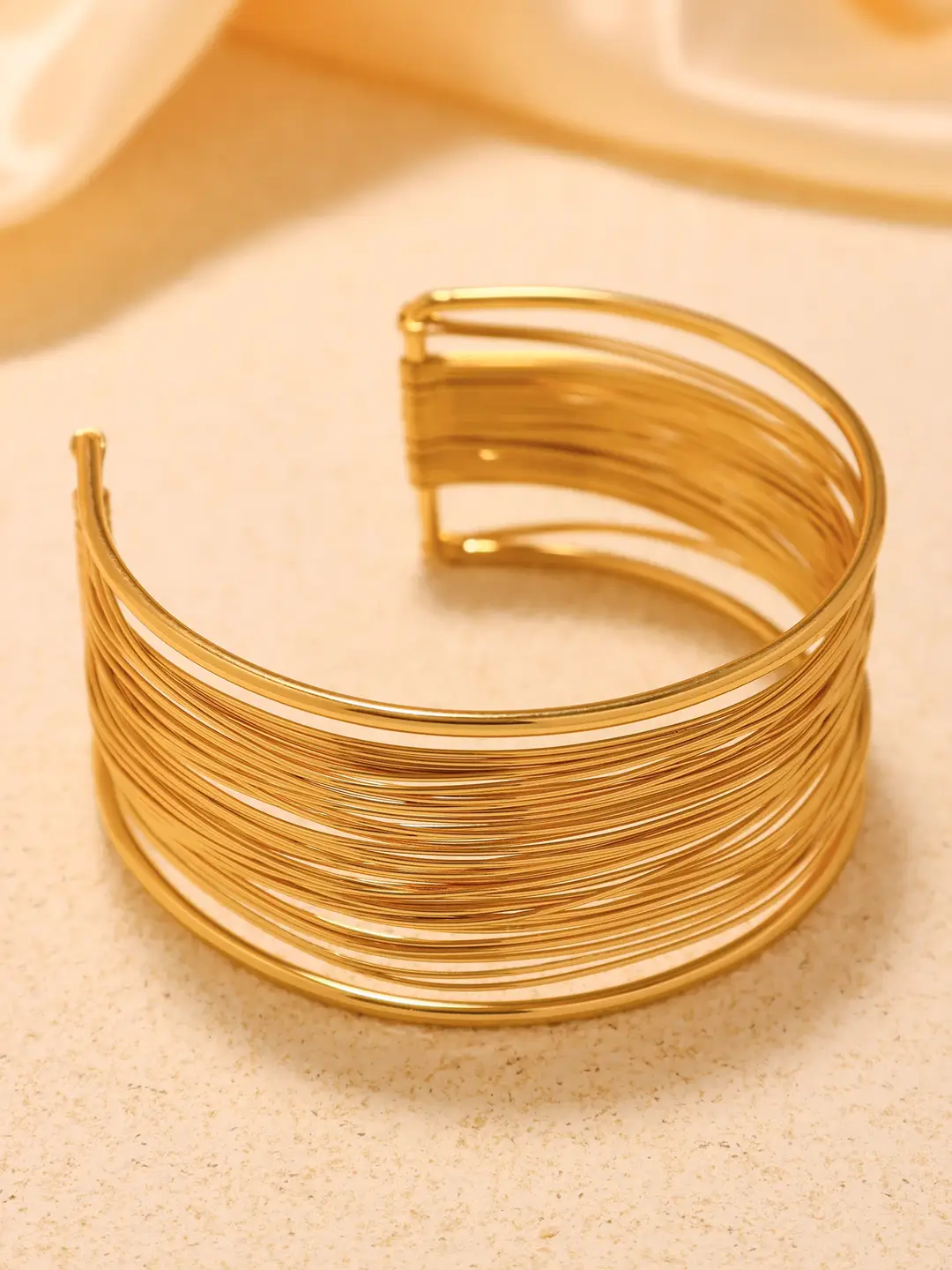 Cube European and American Exaggerated Multi-layer Open Bracelet Stainless Steel Gold Plated Ins Cool Style Arm Ring Light Luxury Color-retaining Bracelet — feature 11
