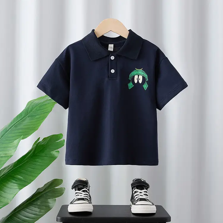 Boys Lapel Top T-Shirt White 2025 Kids Summer - Image 5