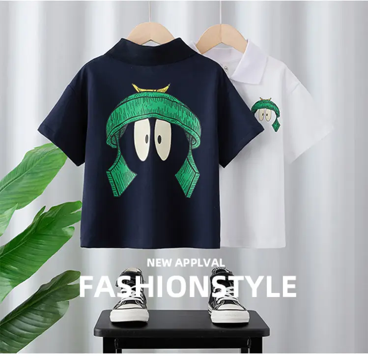 Boys Lapel Top T-Shirt White 2025 Kids Summer — feature 1