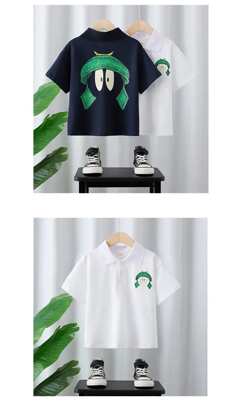 Boys Lapel Top T-Shirt White 2025 Kids Summer — feature 8