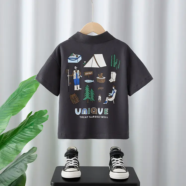 Boys Polo Shirt Black Short Sleeve Summer Wear - Image 5