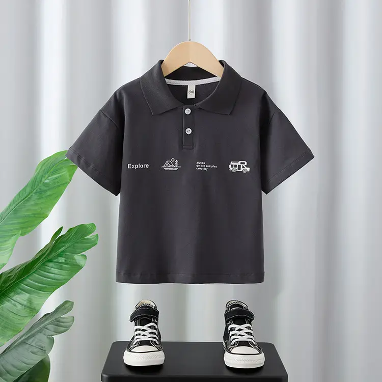 Boys Polo Shirt Black Short Sleeve Summer Wear - Image 6