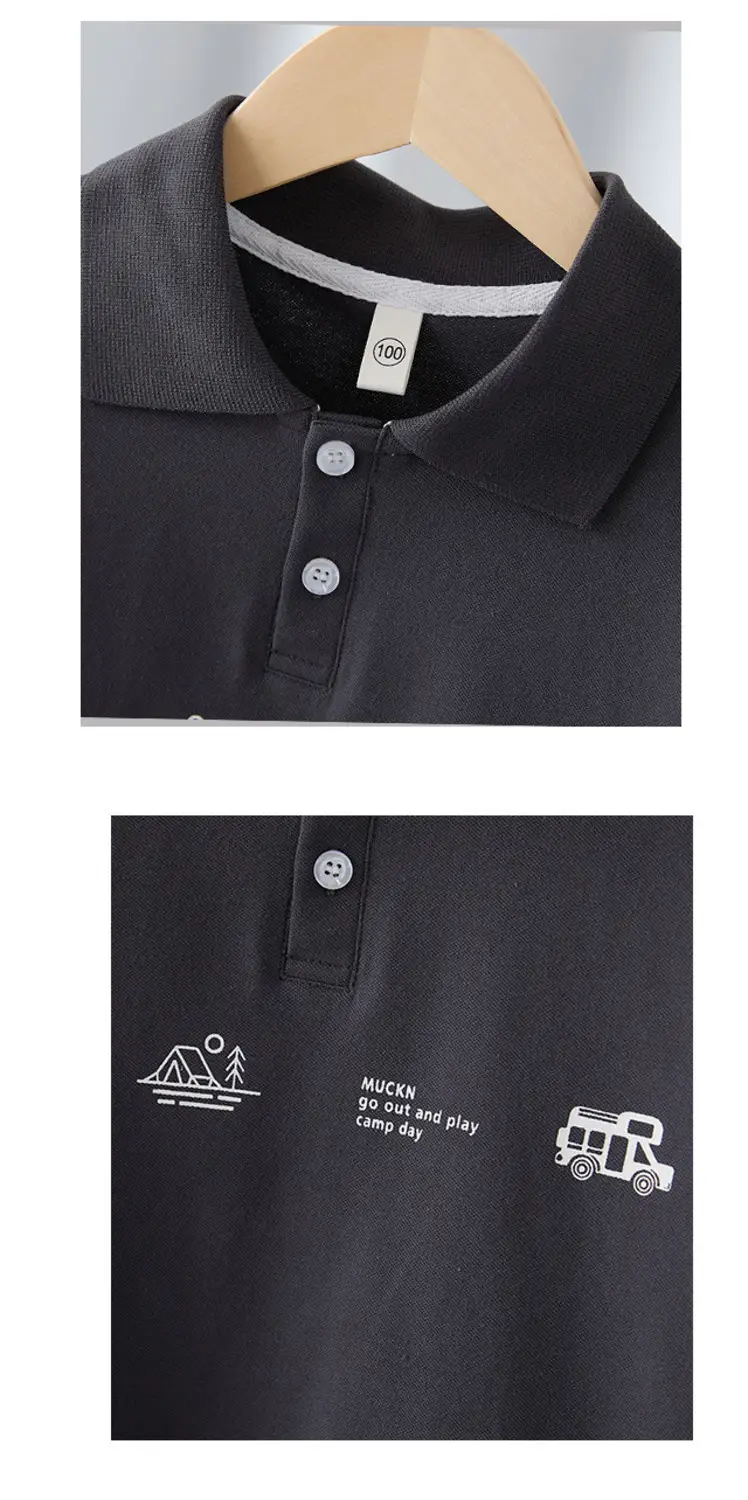 Boys Polo Shirt Black Short Sleeve Summer Wear — feature 10