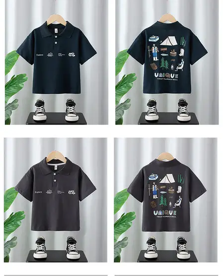 Boys Polo Shirt Black Short Sleeve Summer Wear — feature 3