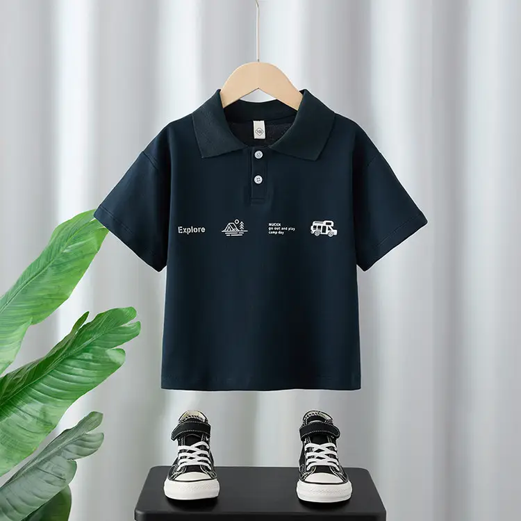Boys Polo Shirt Black Short Sleeve Summer Wear - Image 2