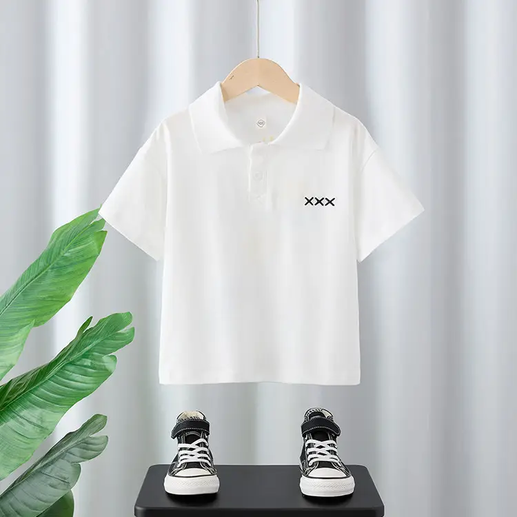 Boys' White Sun Print Polo Shirt 2025 Summer