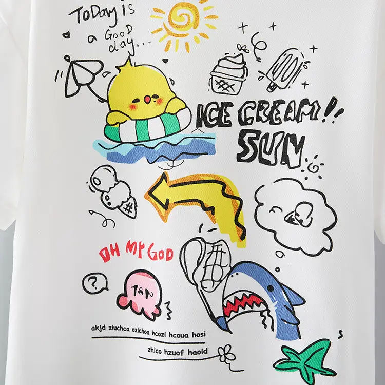 Boys' White Sun Print Polo Shirt 2025 Summer