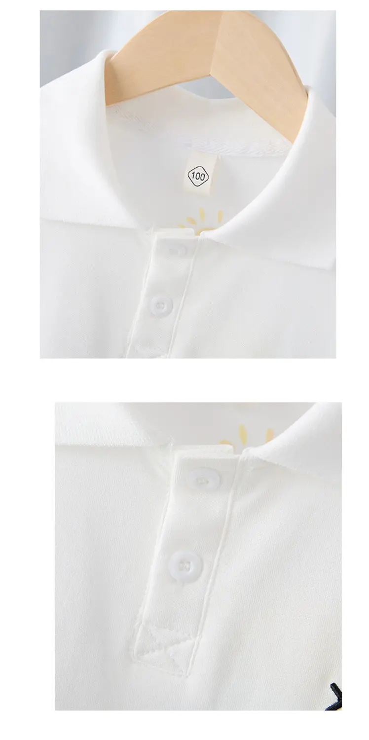Boys' White Sun Print Polo Shirt 2025 Summer — feature 10
