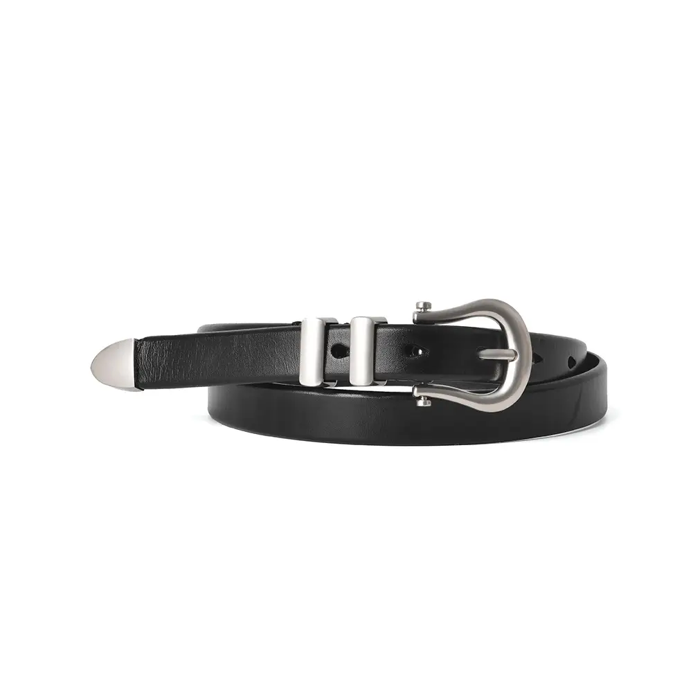 Vintage Women's Genuine Leather Belt Black Gold - Image 7