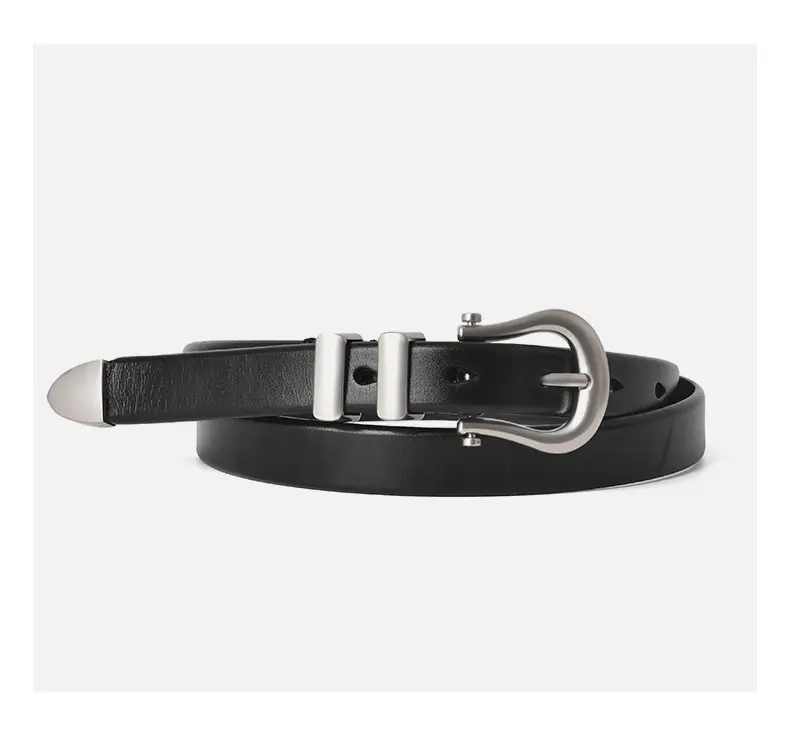 Vintage Women's Genuine Leather Belt Black Gold — feature 10