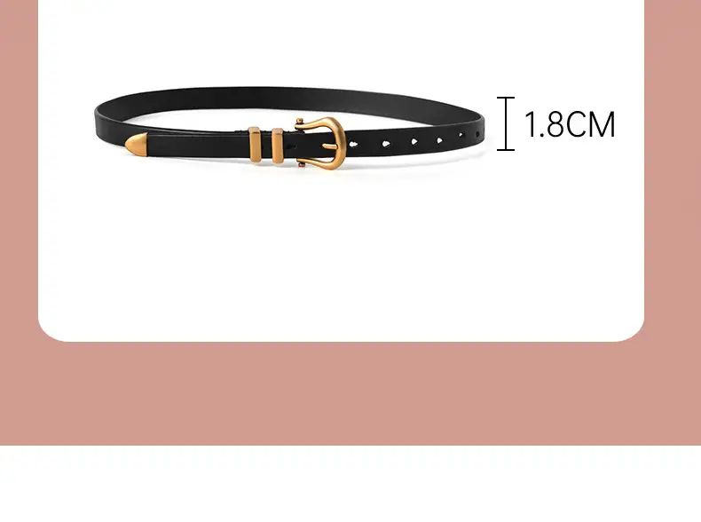 Vintage Women's Genuine Leather Belt Black Gold — feature 3