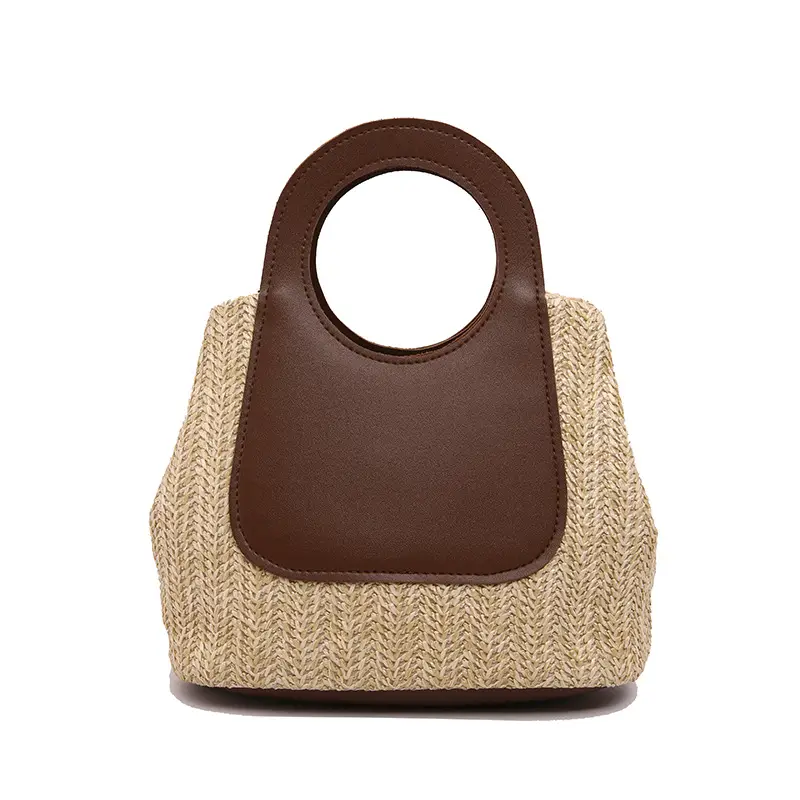 2025 Summer Straw Bag with Retro Contrast Stitching - Image 7