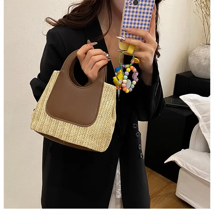 2025 Summer Straw Bag with Retro Contrast Stitching — feature 10