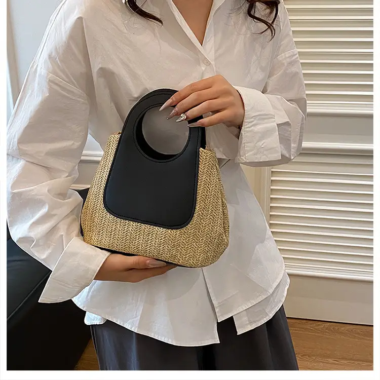 2025 Summer Straw Bag with Retro Contrast Stitching — feature 13
