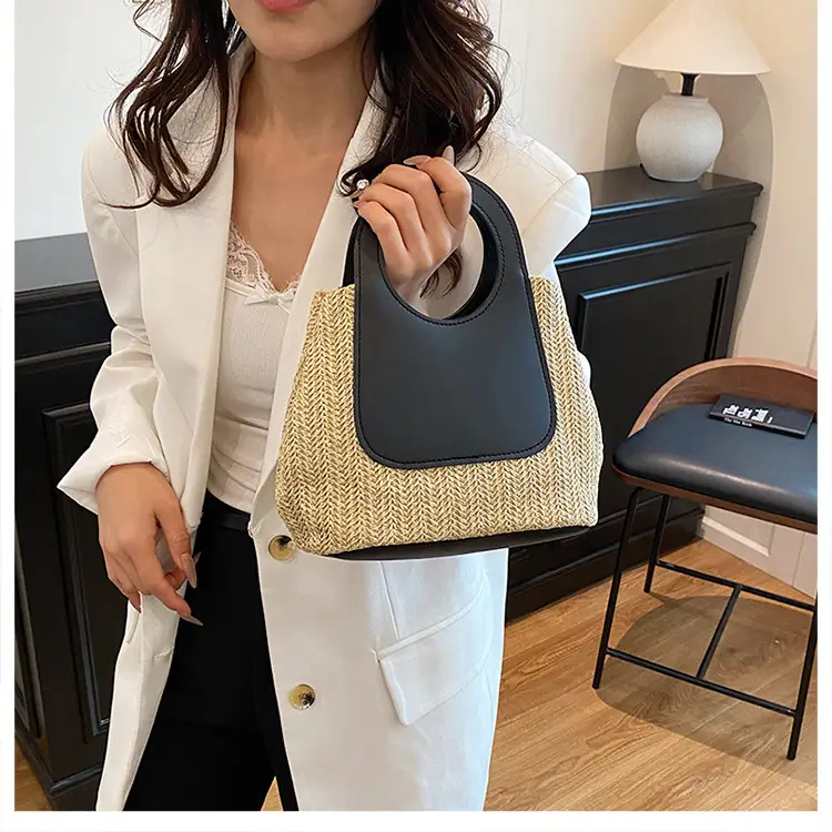 2025 Summer Straw Bag with Retro Contrast Stitching — feature 16