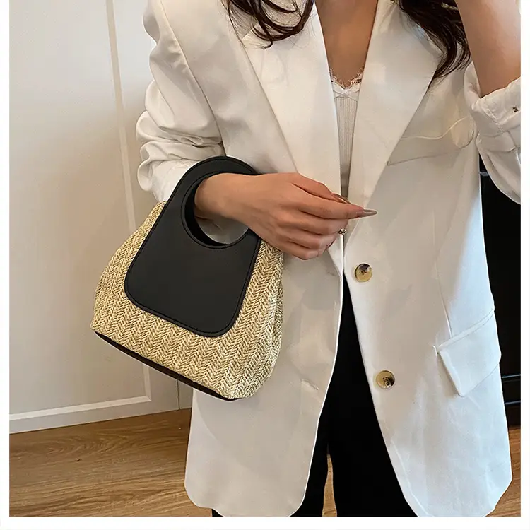 2025 Summer Straw Bag with Retro Contrast Stitching — feature 17