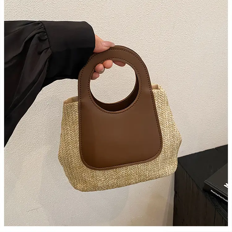 2025 Summer Straw Bag with Retro Contrast Stitching — feature 19