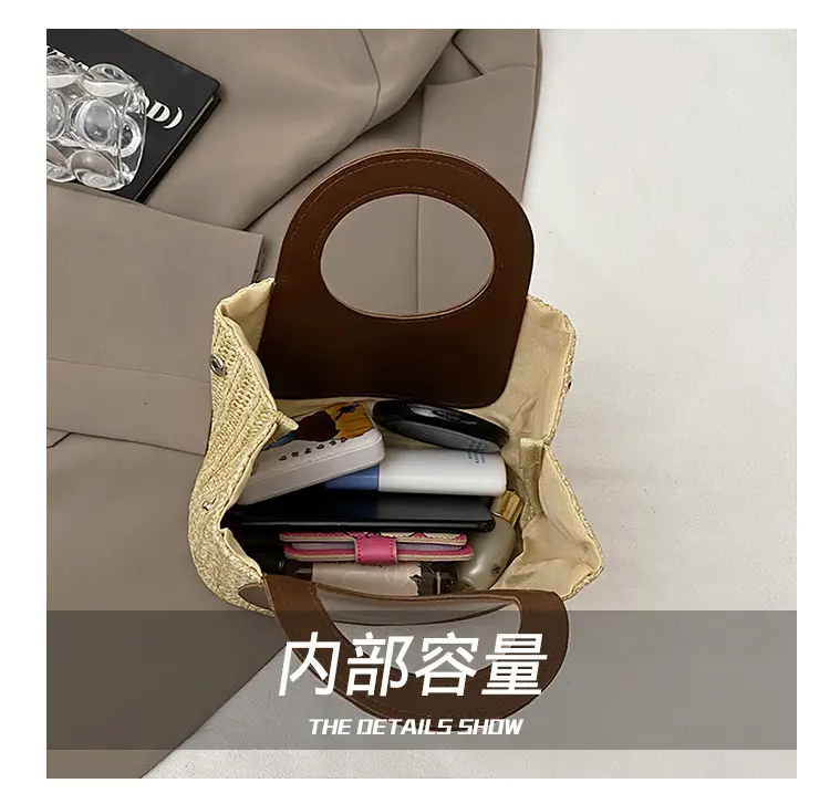 2025 Summer Straw Bag with Retro Contrast Stitching — feature 2