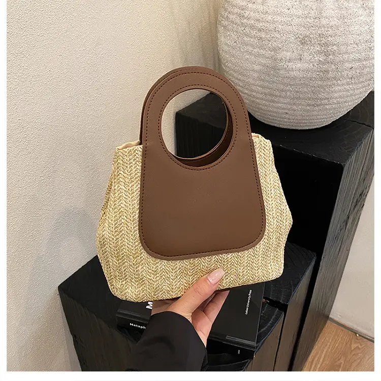 2025 Summer Straw Bag with Retro Contrast Stitching — feature 20