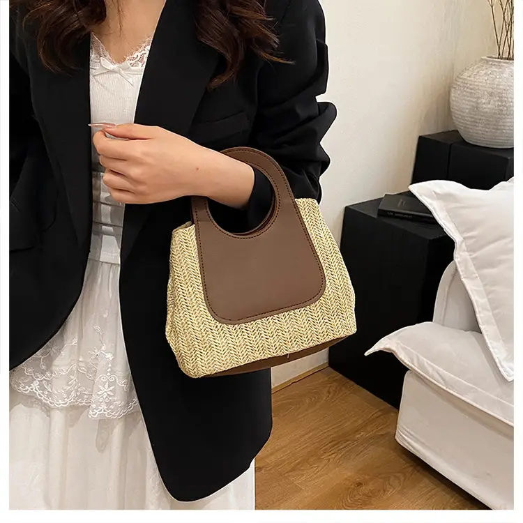 2025 Summer Straw Bag with Retro Contrast Stitching — feature 6