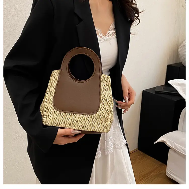 2025 Summer Straw Bag with Retro Contrast Stitching — feature 8