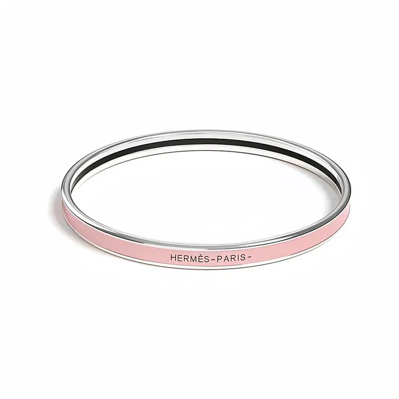 Ultra-Narrow Enamel Letter Bracelet for Women 18K Rose Gold - Image 41