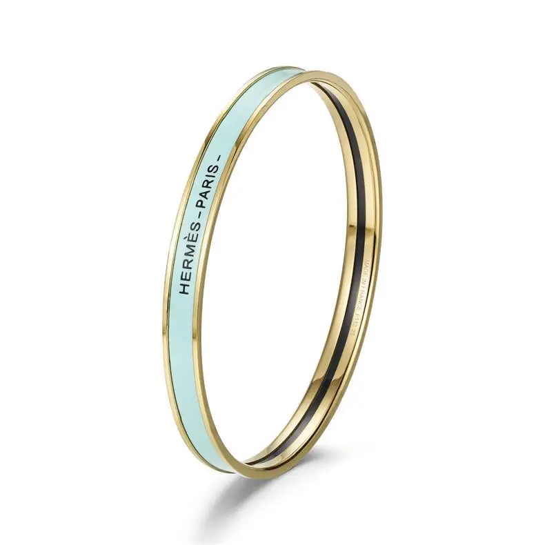 Ultra-Narrow Enamel Letter Bracelet for Women 18K Rose Gold — feature 10