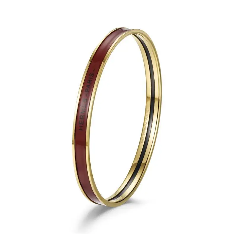 Ultra-Narrow Enamel Letter Bracelet for Women 18K Rose Gold — feature 12