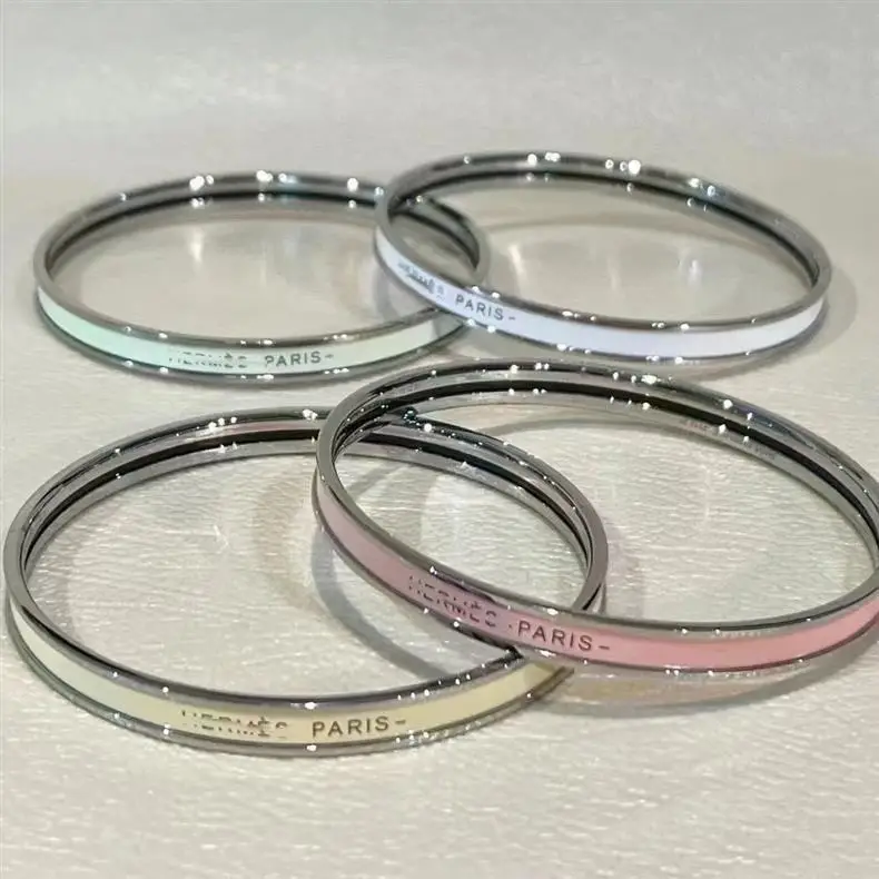 Ultra-Narrow Enamel Letter Bracelet for Women 18K Rose Gold — feature 3