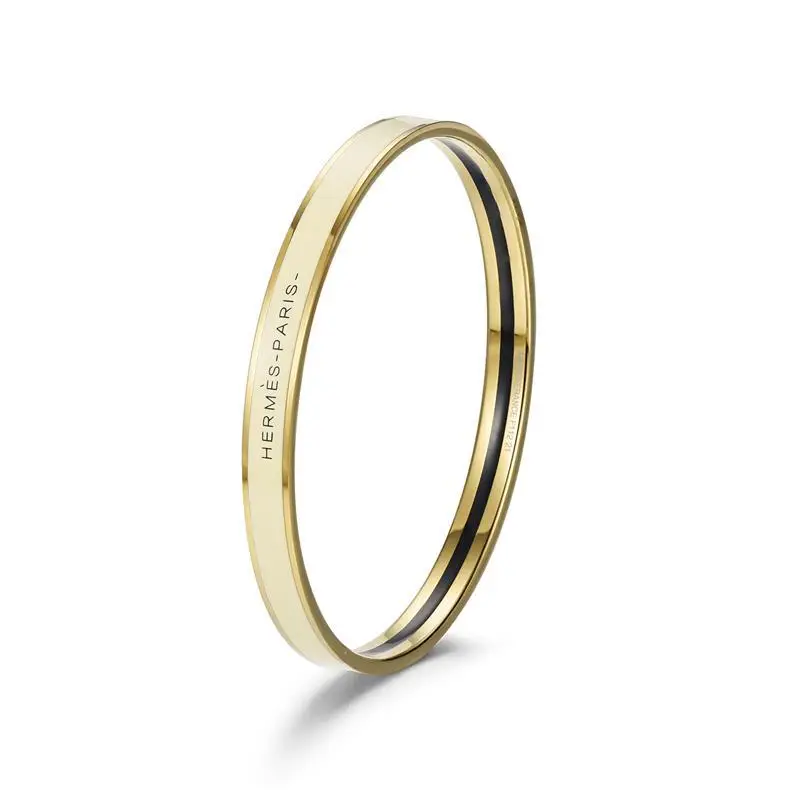 Ultra-Narrow Enamel Letter Bracelet for Women 18K Rose Gold — feature 7