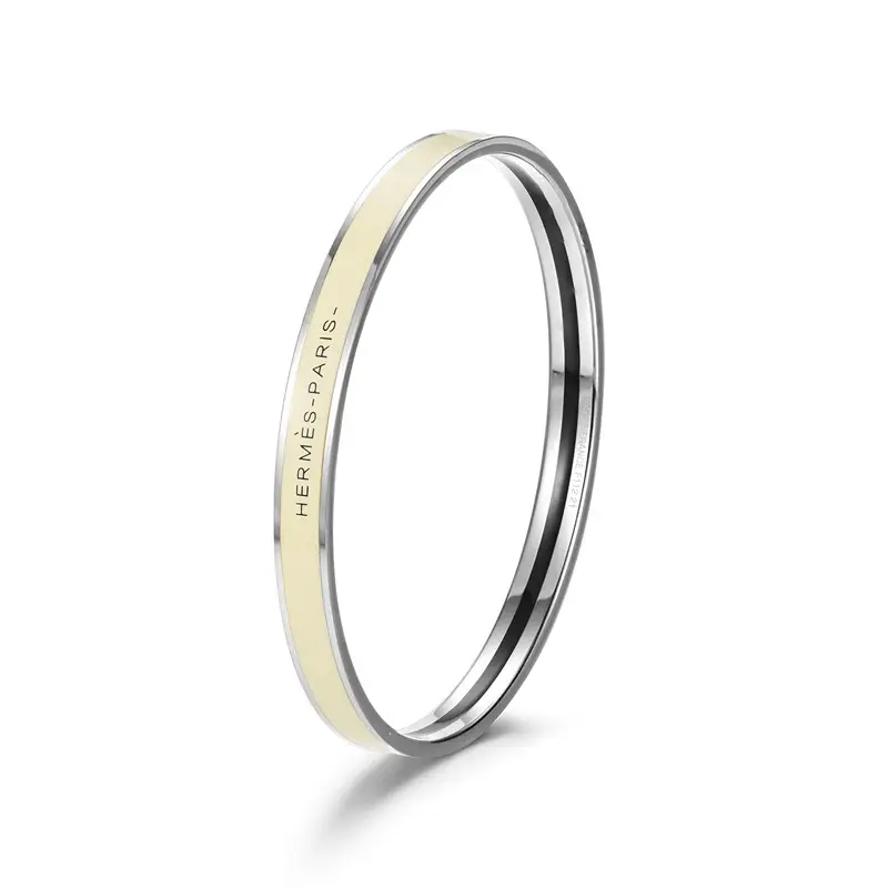 Ultra-Narrow Enamel Letter Bracelet for Women 18K Rose Gold - Image 11