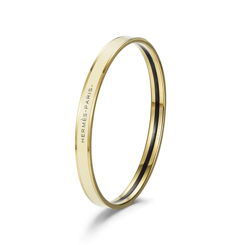 Ultra-Narrow Enamel Letter Bracelet for Women 18K Rose Gold - Image 12