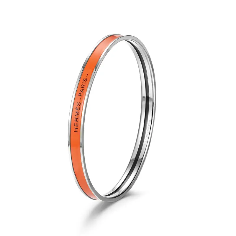 Ultra-Narrow Enamel Letter Bracelet for Women 18K Rose Gold - Image 14