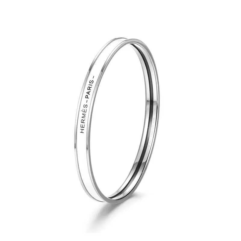 Ultra-Narrow Enamel Letter Bracelet for Women 18K Rose Gold - Image 17