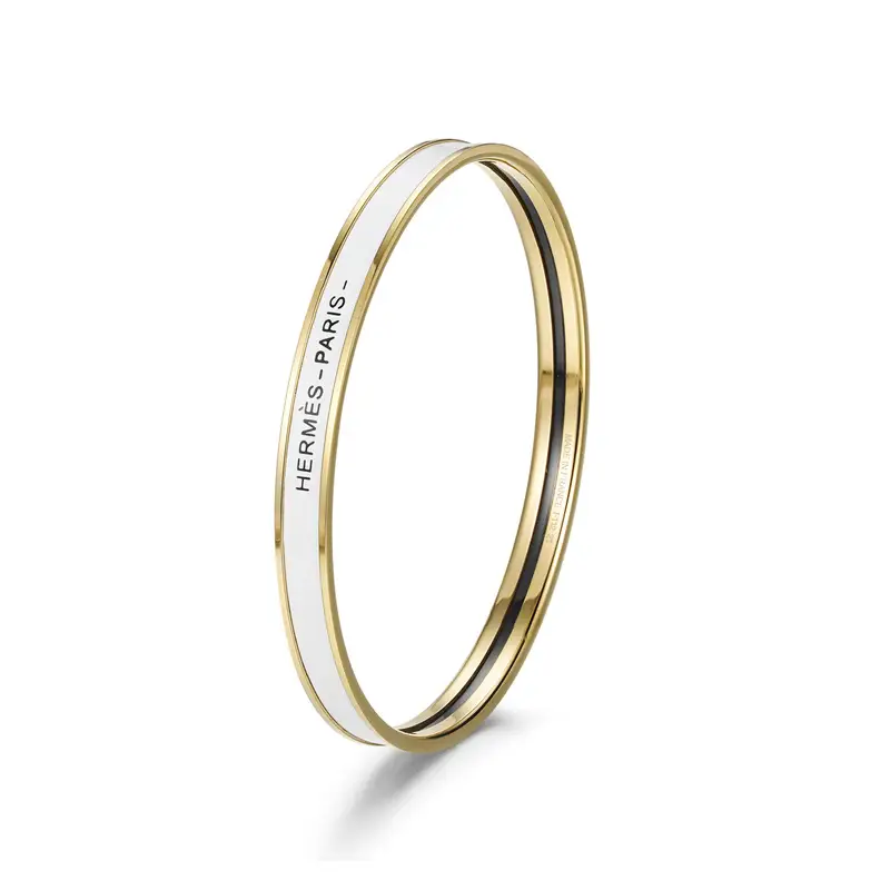 Ultra-Narrow Enamel Letter Bracelet for Women 18K Rose Gold - Image 18