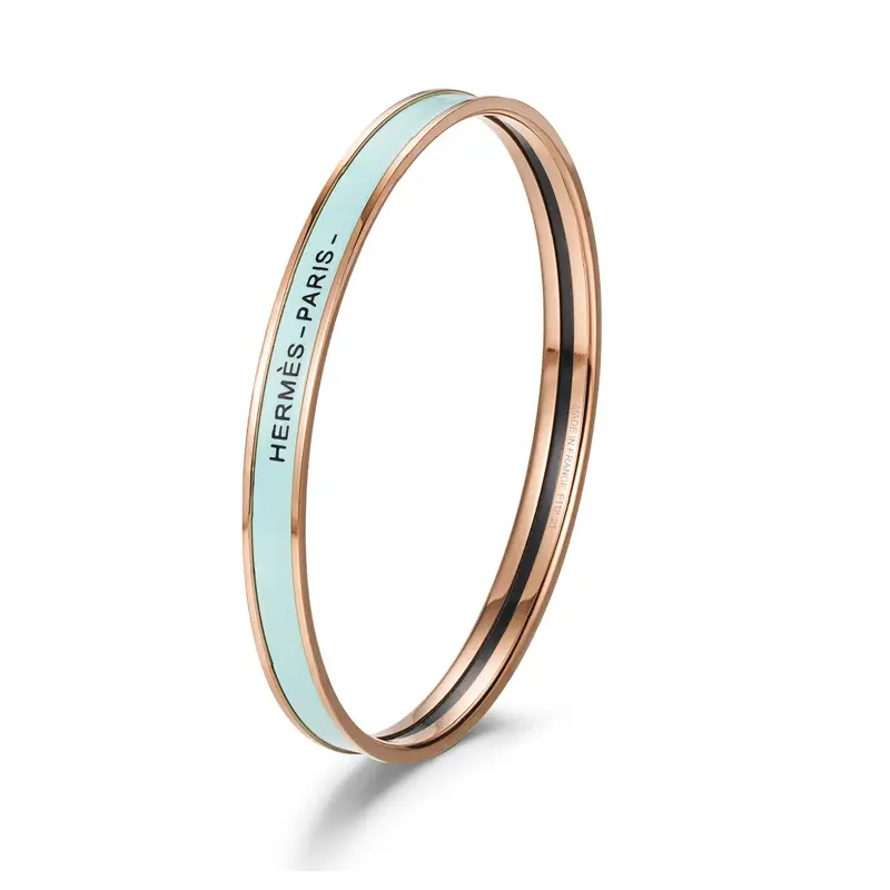 Ultra-Narrow Enamel Letter Bracelet for Women 18K Rose Gold - Image 19