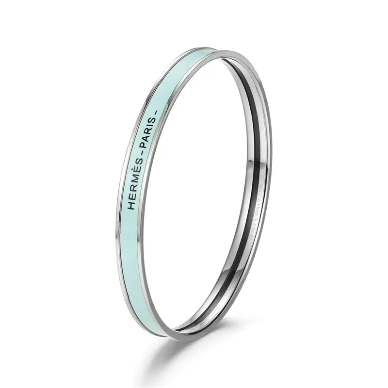 Ultra-Narrow Enamel Letter Bracelet for Women 18K Rose Gold - Image 20